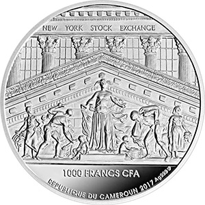 纪念美国纽约证券交易所成立200周年的彩色夜光银币